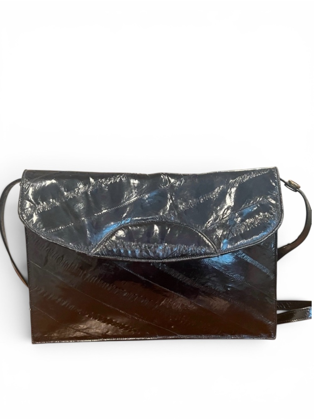 Lee Sands Genuine Eel Skin Black Crossbody Bag